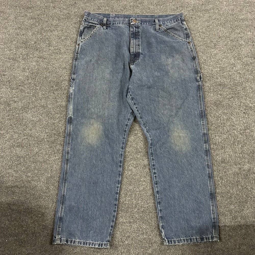 Wrangler Carpenter Jeans Mens Size 38x30 Blue Medium Wash Relaxed Workwear Pants